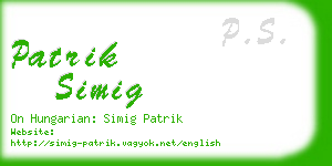 patrik simig business card